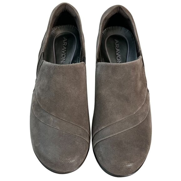 ✨ All-Day Comfort Aravon Kitt Twin Gore Suede Slip-On Shoes Size 9 Mink Brown ✨ - Picture 4 of 13